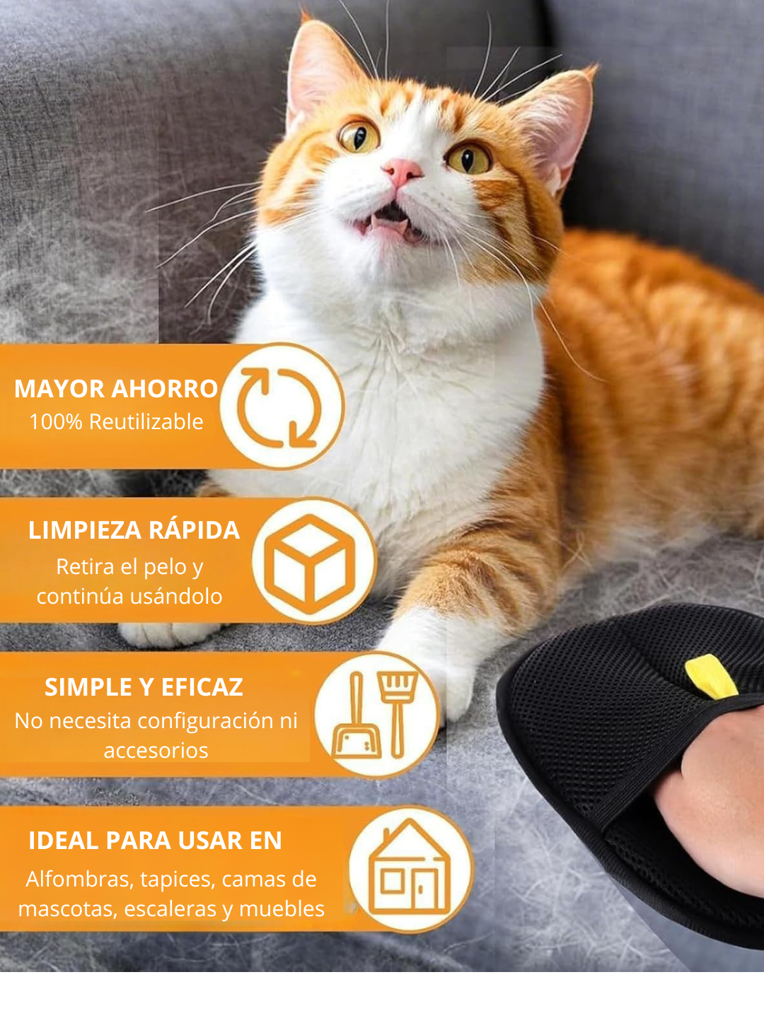 FurGone™ – El guante que elimina el pelo de tu mascota de ropa, sofás y alfombras 🐾
